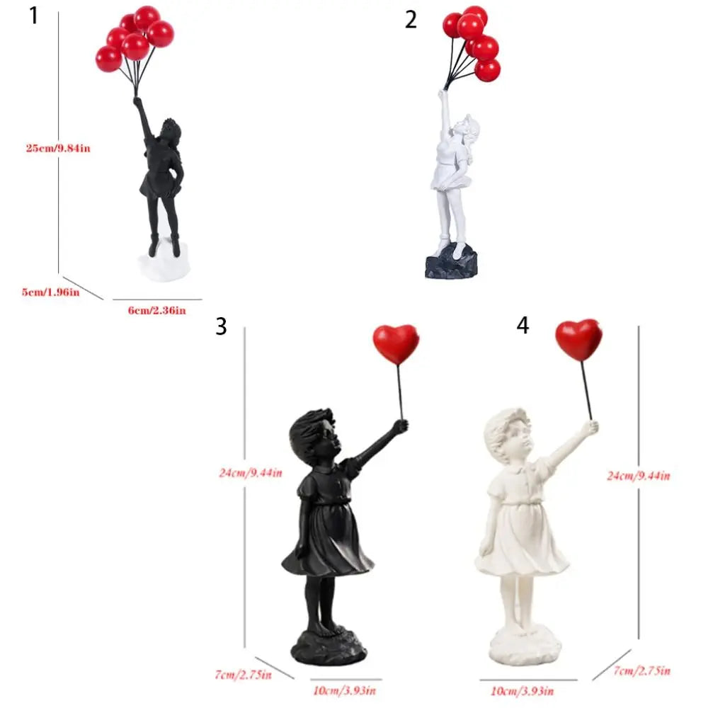 Resin Sculpture, Balloon Girl Desktop Figurine With Low-Odor Finish For Quiet Spaces