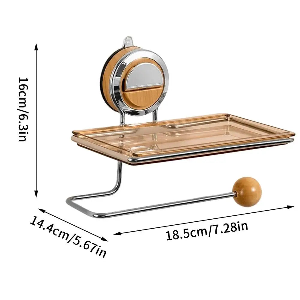 Brushed Stainless Steel Wall-Mount Toilet Paper Holder with Integrated Shelf — Space‑Saving Tissue & Paper Towel Dispenser for Bathroom and Kitchen