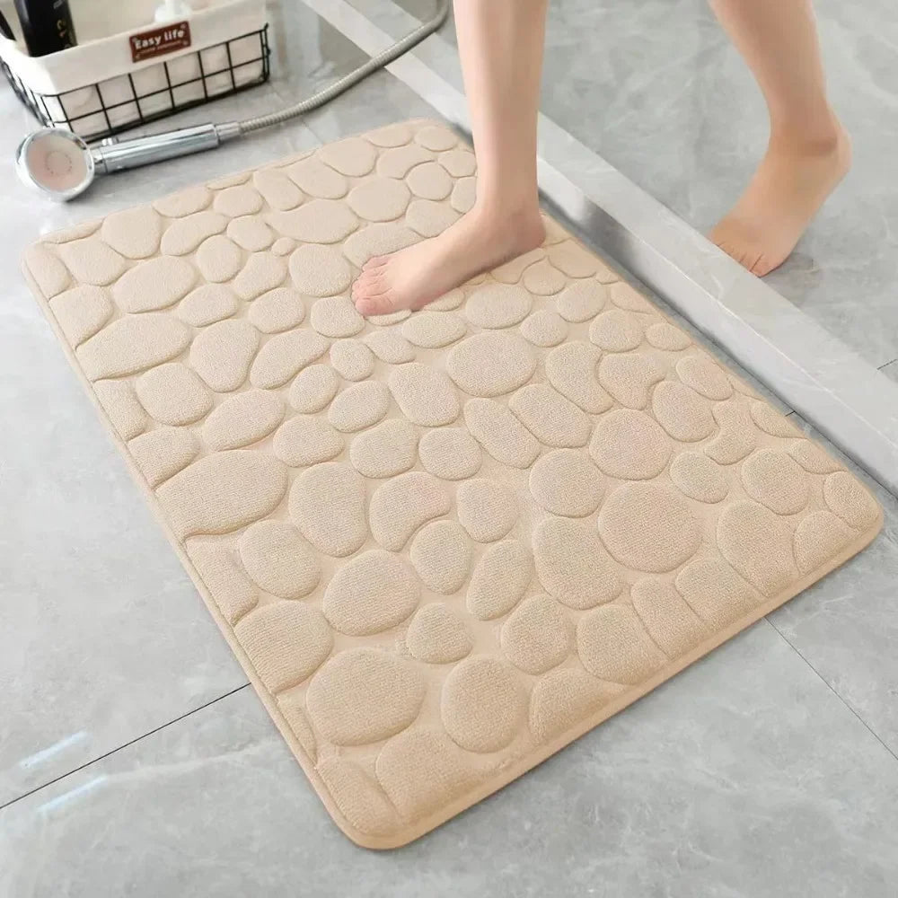 Cobblestone Bath Mat — Non-Slip, Fast-Dry Microfiber Rug