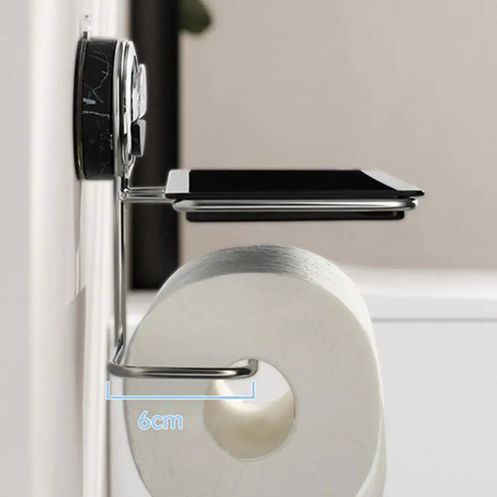 Brushed Stainless Steel Wall-Mount Toilet Paper Holder with Integrated Shelf — Space‑Saving Tissue & Paper Towel Dispenser for Bathroom and Kitchen