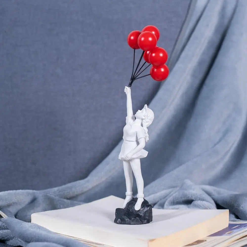 Resin Sculpture, Balloon Girl Desktop Figurine With Low-Odor Finish For Quiet Spaces
