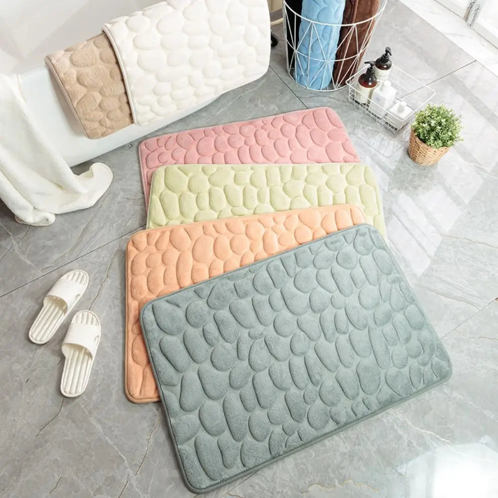 Cobblestone Bath Mat — Non-Slip, Fast-Dry Microfiber Rug