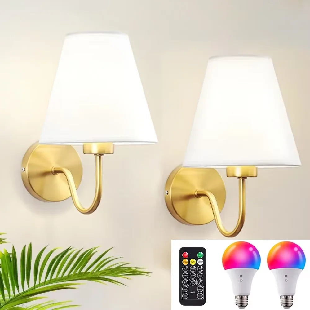 Wall Lamp Rechargeable Wireless With Removable RGB Bulb For Bedside And Hallway Ambient Lighting