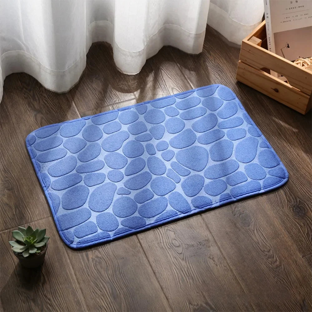 Cobblestone Bath Mat — Non-Slip, Fast-Dry Microfiber Rug