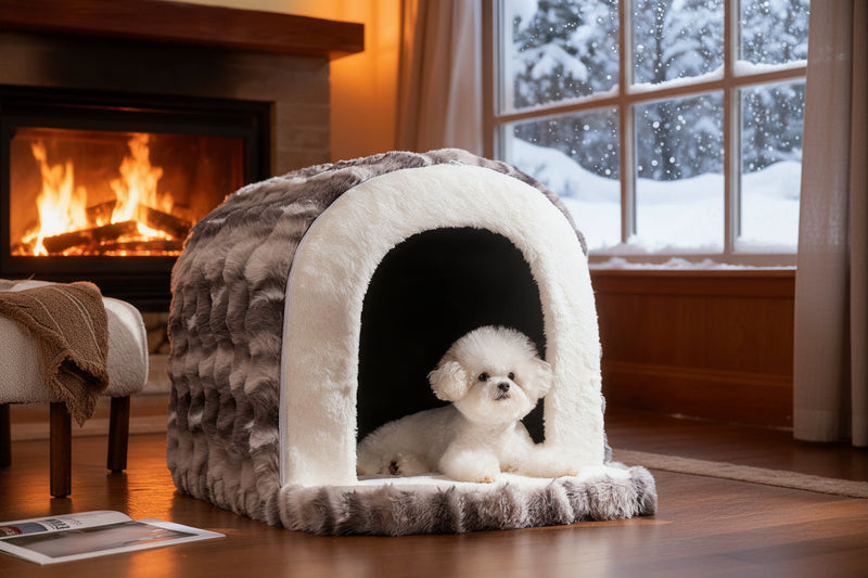 Cozy Cave Pet Bed – Large Winter Nest for Cats & Small Dogs