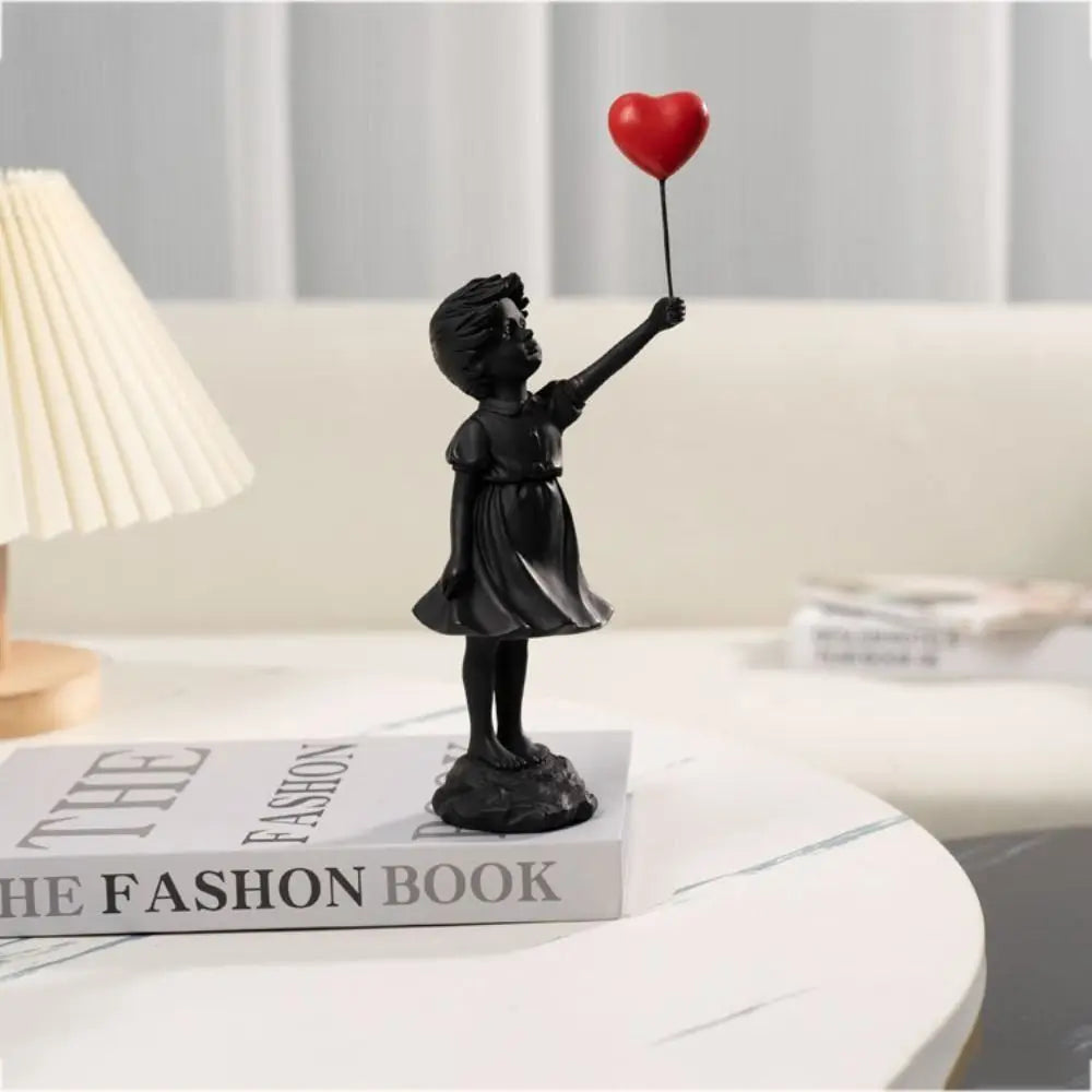 Resin Sculpture, Balloon Girl Desktop Figurine With Low-Odor Finish For Quiet Spaces
