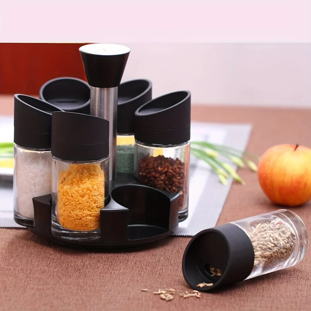 Modern 6-Jar Rotating Spice Rack — Sleek Countertop Organiser