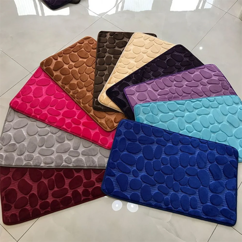 Cobblestone Bath Mat — Non-Slip, Fast-Dry Microfiber Rug