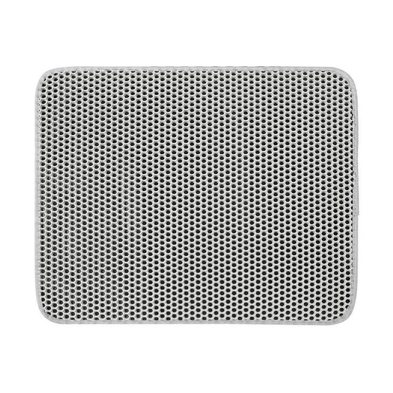 Grey Double-Layer Waterproof Cat Litter Mat — 40×50 cm, Non‑Slip Urine‑Proof Trapping Surface, Easy‑Clean and Scratch‑Resistant