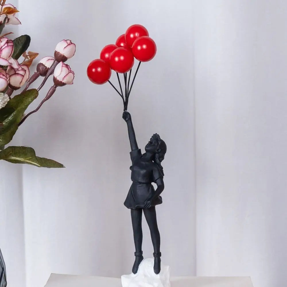 Resin Sculpture, Balloon Girl Desktop Figurine With Low-Odor Finish For Quiet Spaces