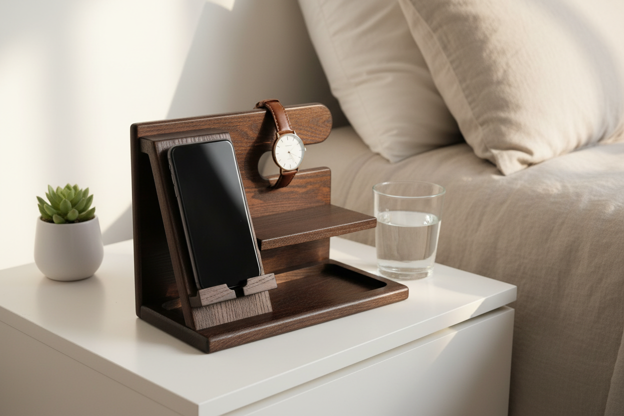 ZeniDock Bedside Lifestyle — Front View Reference
